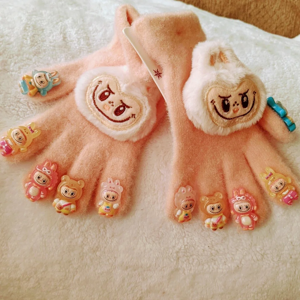 HD in Paris Pink Kids Gloves with Cute Animal Design